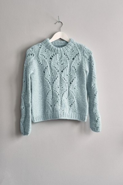 Hullmönster Pullover 1803-16 - Strick-Set (SANDNES)