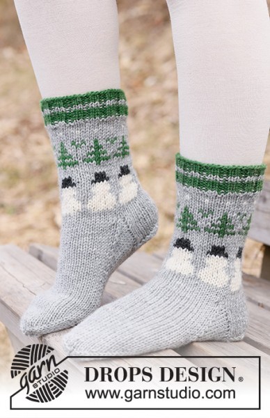 Snowman Time Socks Gr. 26-43 Strick-Set (DROPS Design)
